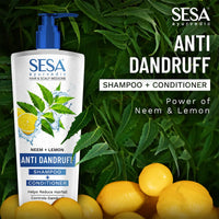 Sesa Anti Dandruff Shampoo and Conditioner Combo Hairfall Control Anti Dandruff Shampoo Infused with 17 Ayurvedic Herbs Smooth & Shiny Hair For Men & Women 500 ml + 300ml