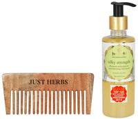 Just Herbs Hair Care & Protection Combo With Silky Strength Shampoo & Neem Wooden Comb, Pack Of 1
