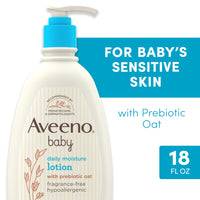 Aveeno Baby Daily Moisturizing Body Lotion | 24 Hour Protection for Sensitive Skin | Active Natural Oats Formula |Paraben Free, Fragrance Free | US Pediatrician Recommended, 532ml