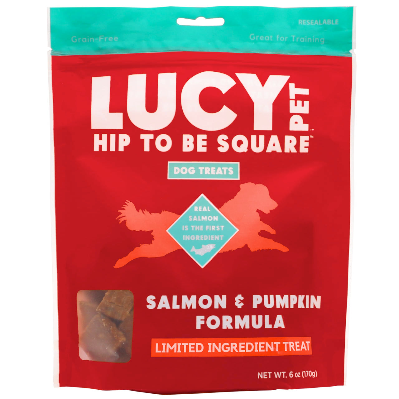 Lucy Pet Hip To Be Square Salmon And Pumpkin Dog Treats 6Oz 6 Ounce (Pack of 1)