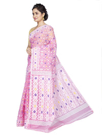 T.J. SAREES Women's  Jamdani Silk Blend Saree Without Blouse Piece