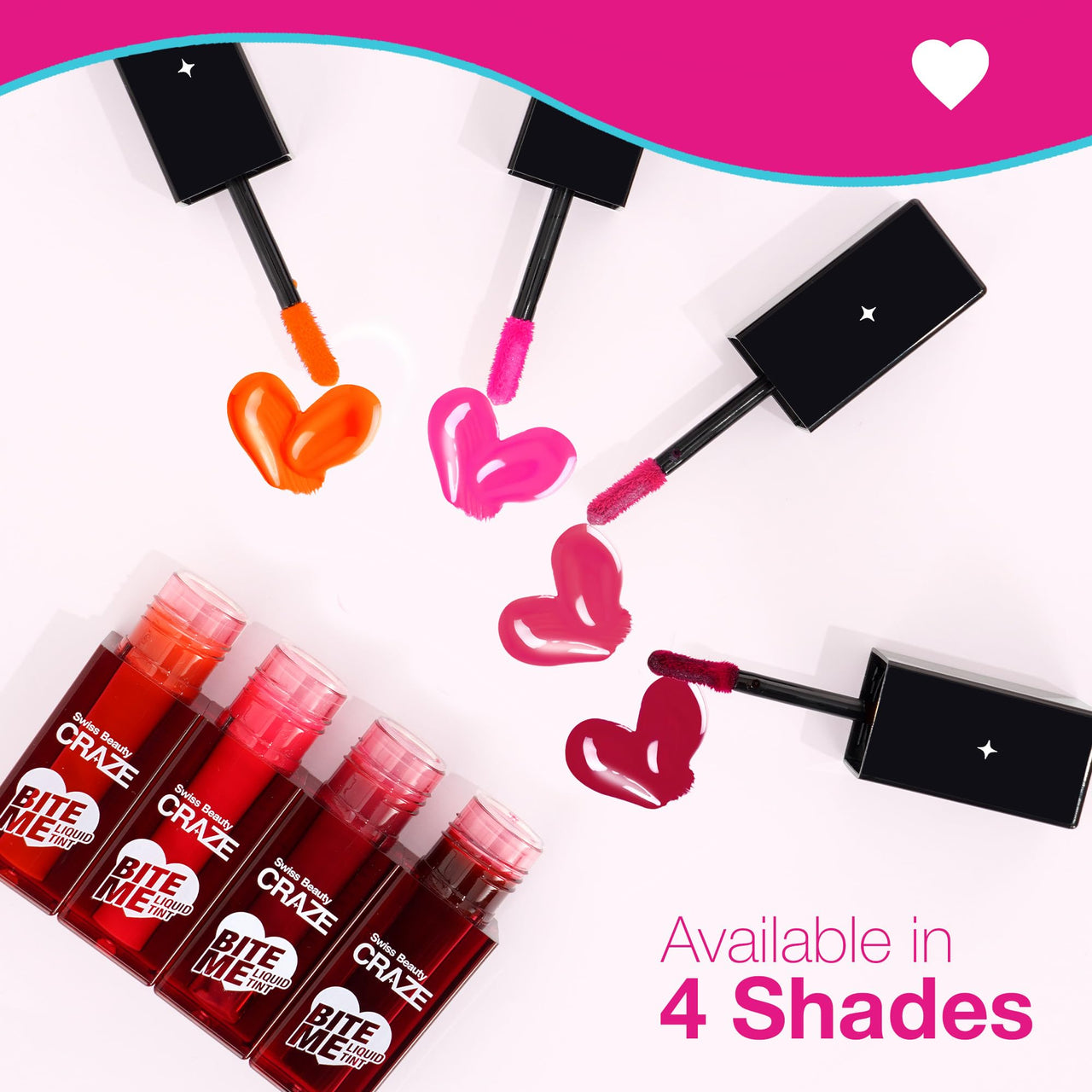 SWISS BEAUTY CRAZE Bite Me Liquid Natural Hydrating Tint with Dewy Finish | 6-Hour Stay | Shade- Love Bite, 4ml
