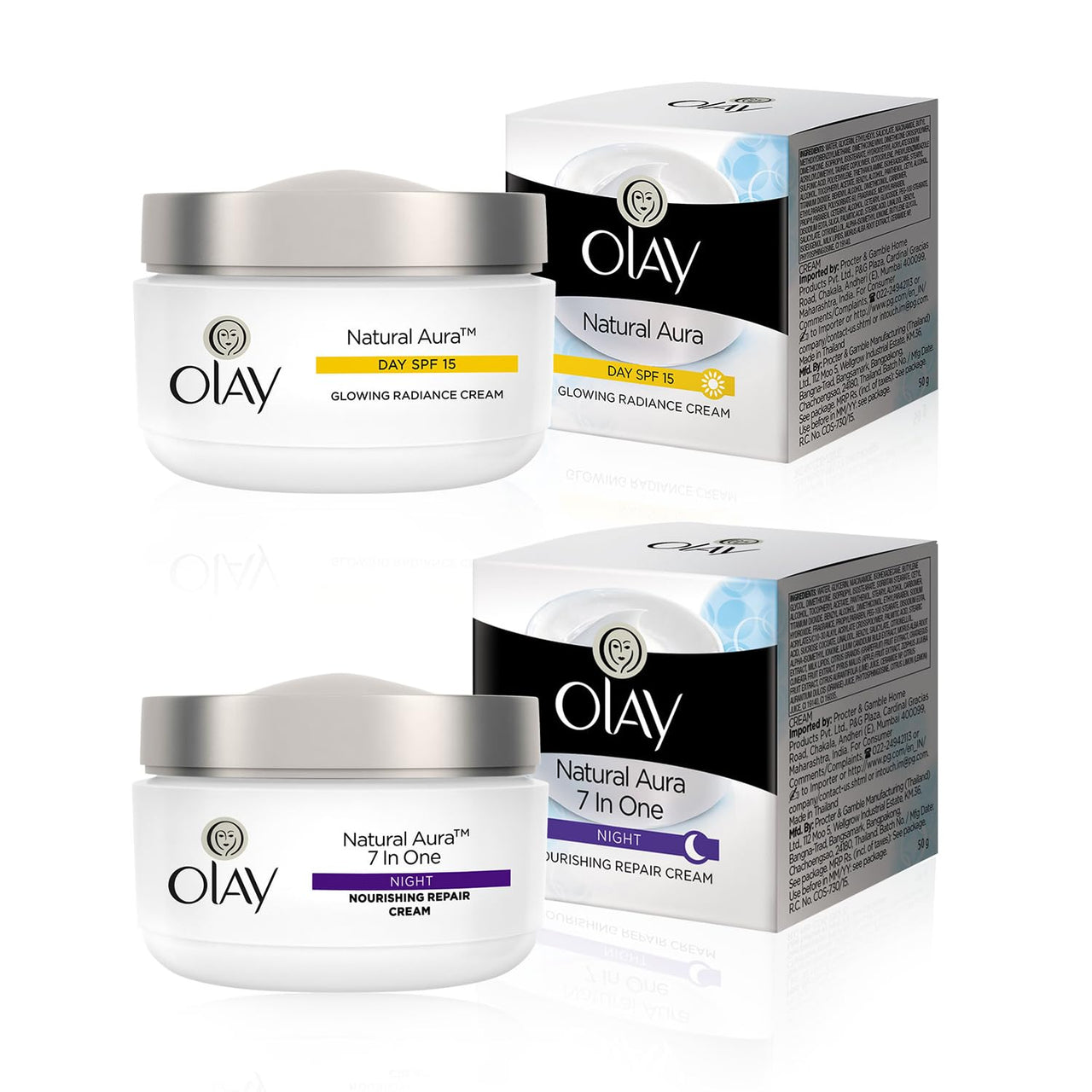 Olay Night Cream Natural White Fairness Night Moisturiser, 50g And Olay Day Cream Natural White Fairness Moisturiser SPF 24, 50g