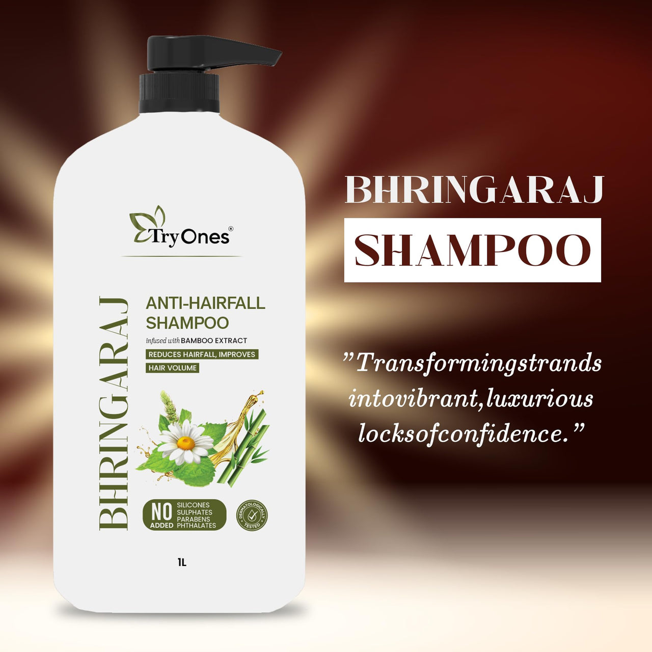 TryOnes Bhringraj Hair Fall Control Shampoo - Less breakage, Anti-Hairfall, Promotes Hair Growth|For Men & Women - 1000ml