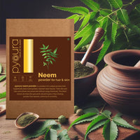 PYOURA Acne Clear Skin Neem Powder, Dark Spot Pigmentation Face Pack, Pure Hygienically Dried Powdered Leaves, Natural Ayurvedic Herbal Mask, No Preservatives Added, 200 g (2 Packs of 100 g Each)