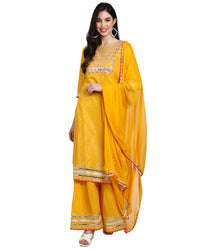 Rajnandini Women's  Pure Cotton Lurex Embroidered Kurta Set with Dupatta