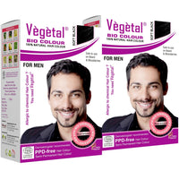 Vegetal Bio Colour Natural Hair Colour for Men, Soft Black, PPD-free, Semi-Permanent, Safe for Beard and Moustache 25g. (Pack of 2)