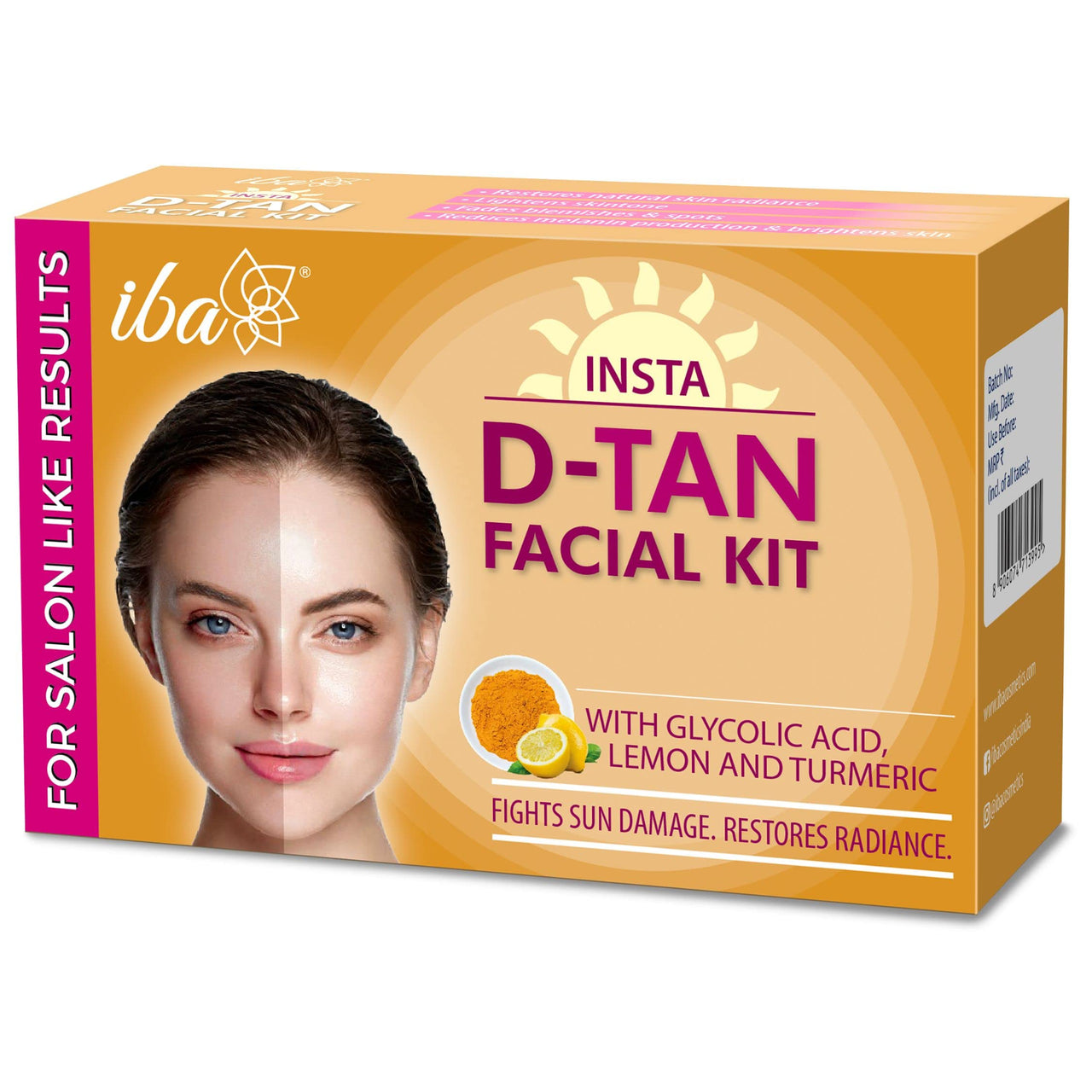 Iba Insta D-Tan Facial Kit (6 Steps Single Use) | For Tan Removal and Glow | 6 Steps Single Use Kit | Salone Like Results | Halal Certified & Vegan Makeup