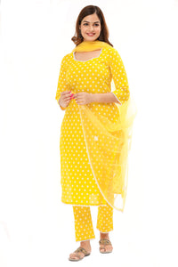miss fame Women's  Cotton Straight Kurta with Pant and Dupatta