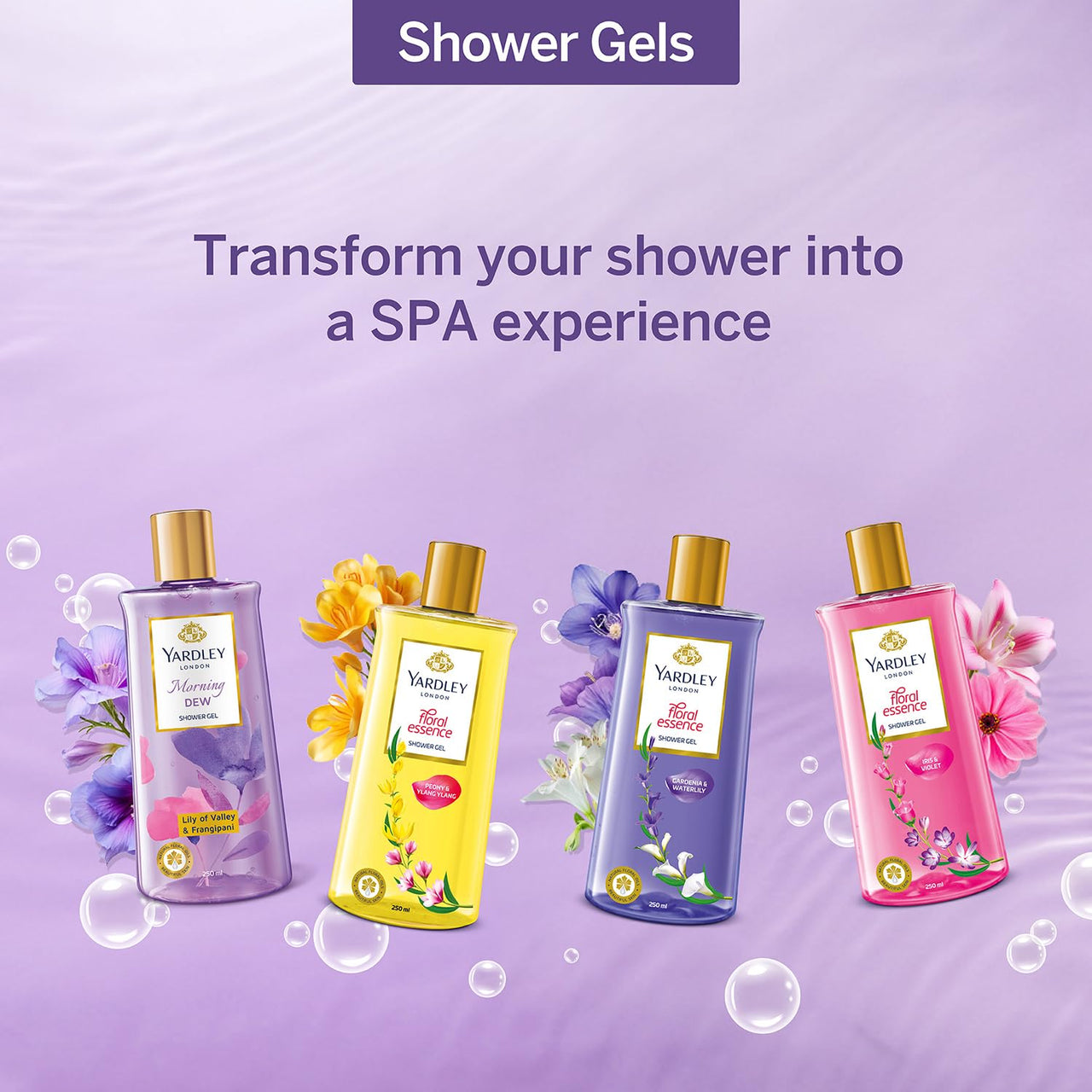 Yardley London| Shower Gel| Morning Dew| With Natural Oils Of Lily Of The Valley & Frangipani| No Parabens| No Silicones | 250ml