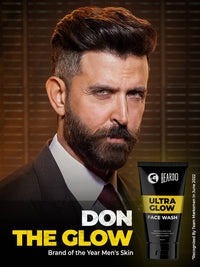 Beardo Ultraglow Face Wash for Men, (100ml x 2) | Aloe Vera Facewash that Enhances & Balances Skin Tone | Glowing & Radiant Cleanser for face with Menthol & White Lily