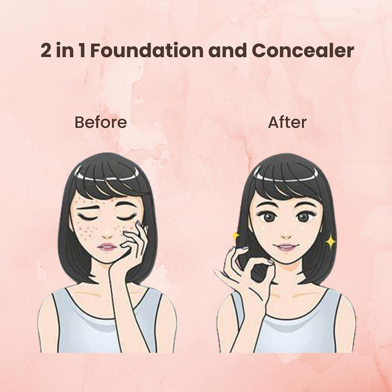 Barva SPF 50, 2 in 1 Cream Semi-Matte Foundation and Concealer, Perfect for Indian Skin Tones, 9g (Dusk)