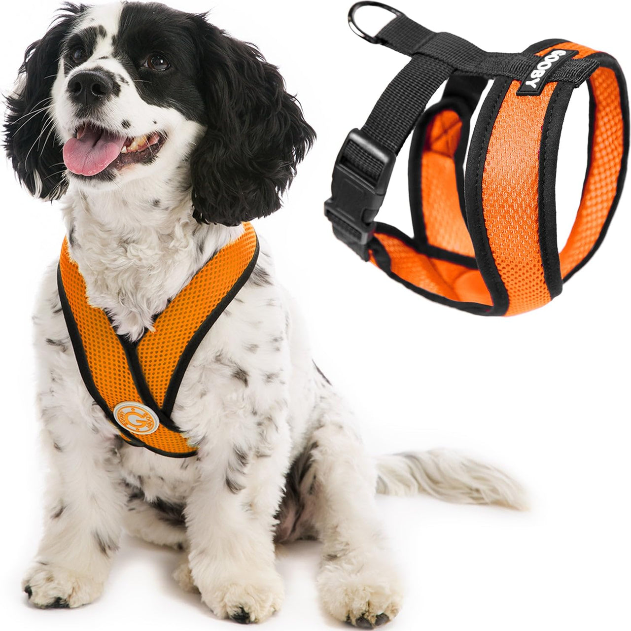 Gooby Comfort X Head in Harness - Orange, X-Large - No Pull Small Dog Harness, Patented Choke-Free X Frame - On The Go Dog Harness for Medium Dogs No Pull, Small Dogs for Indoor and Outdoor Use