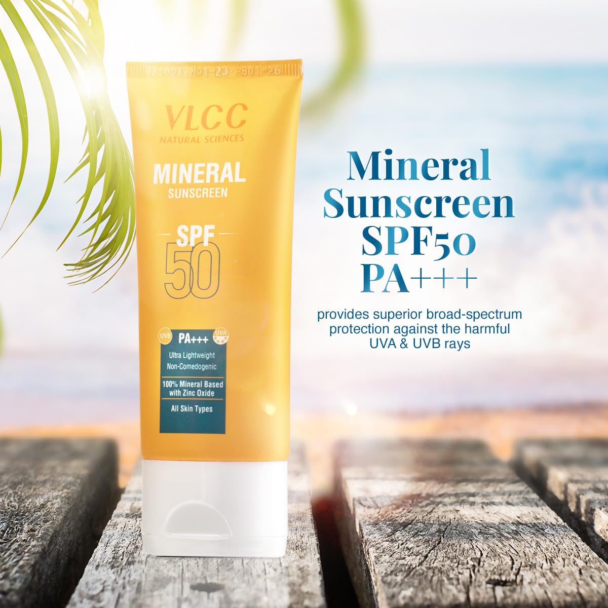 VLCC Mineral Sunscreen Spf 50 Pa+++ - 50G, Ultra Lightweight, And Non-Comedogenic, Sun Protection From Uva & Uvb Rays, 100% Mineral Based With Zinc Oxide. - All