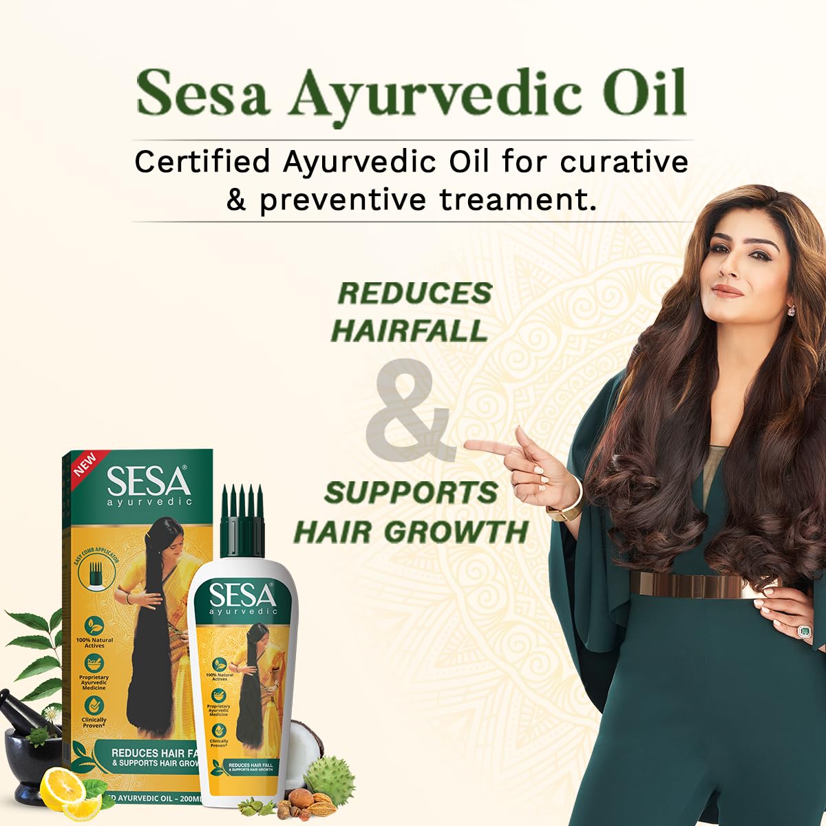 SESA Ayurvedic Hair Oil 200Ml + Ayurvedic Medicinal Shampoo 200Ml Combo Pack Control Hair Fall Nourishes Scalp Help Hair Growth For Men & Women