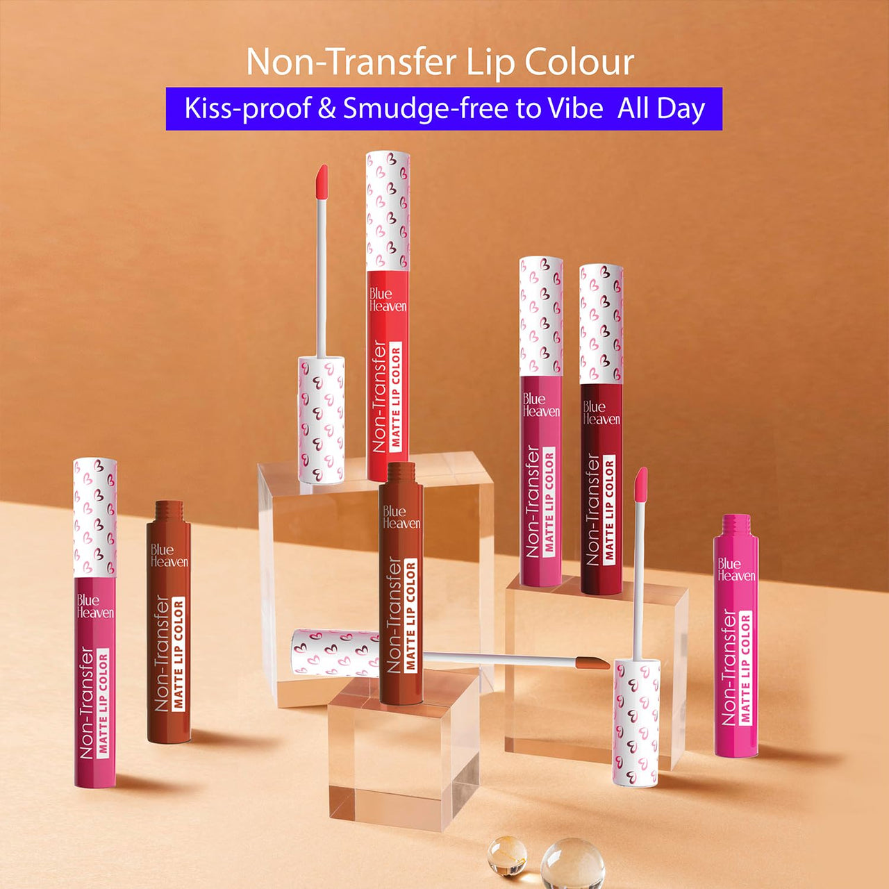 Blue Heaven Non Transfer Lip Color | Liquid lipstick Waterproof & Smudge Proof | Intense Pigment | Long-Lasting upto 8hr | Matte Finish with Hydrating Formula | 501 | 3GM