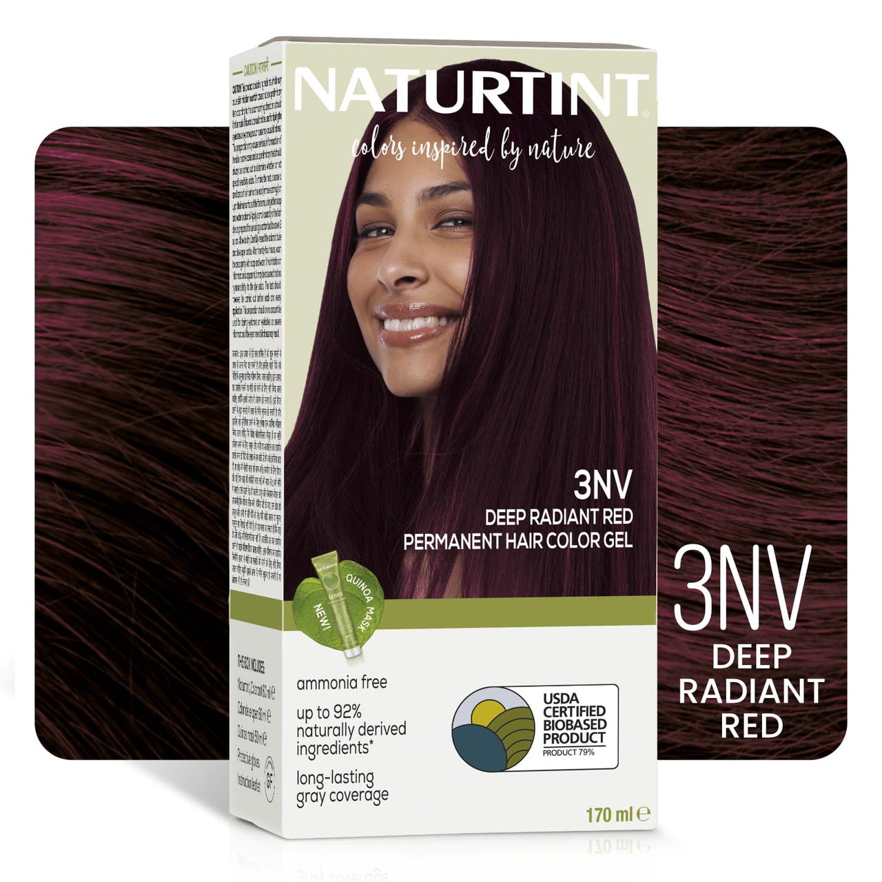 Naturtint Permanent Hair Colour Gel Burgundy 3NV | For Optimal Scalp Care | Long Lasting Hair Colour | Ammonia Free Vegan | No Parabens | Enriched with Olives & Organic Shea Butter
