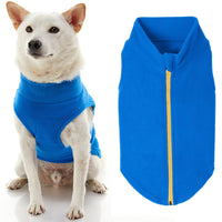 Gooby Zip Up Fleece Dog Sweater - Blue, 2X-Large - Warm Pullover Fleece Step-in Dog Jacket with Dual D Ring Leash - Winter Small Dog Sweater - Dog Clothes for Small Dogs Boy and Medium Dogs