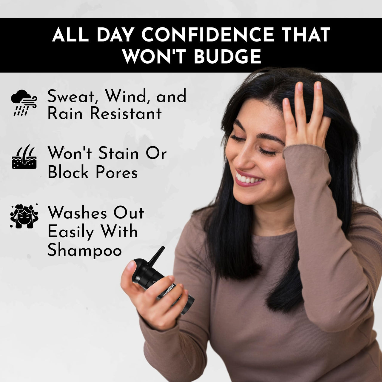 StyleMake Thickener Hair Fiber Black 28gm With Pump For Thin & Fine Hair Instantly Transform | Hair Thickening Fibre Spray For Men & Women | Hair Loss Concealer | (Black Fiber + Applicator)