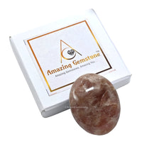 Strawberry Quartz Palm Stone - Hot Massage Worry Stone for Natural Body Chakra Balancing, Reiki Healing and Crystal Grid Strawberry Quartz