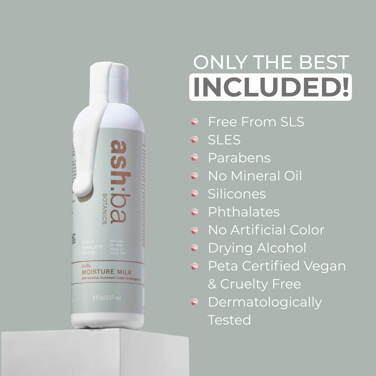 Ashba Botanics Curl Moisture Milk For Very Dry, Frizzy, Damaged, Curly & Wavy Hair | Leave In Cream with Moringa, Argan & Shea Butter For Deep Moisture, Frizz Control & Shine | For Men & Women - 100ml