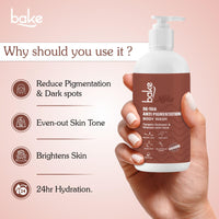 BAKE De-Tan Anti Pigmentation Coffee Body Wash with Kojic Acid, Glycolic Acid, Lactic Acid for Dark Spots, Pigmentation, Tanning & Tan Removal | For Men & Women | 250ml