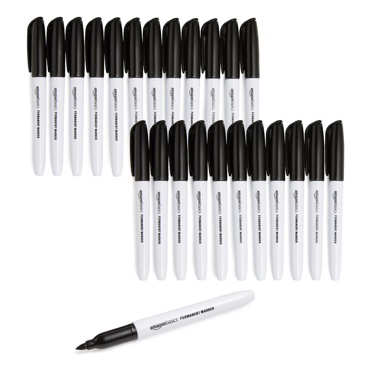 Basics Fine Point Tip Permanent Markers, Black, 24-Pack 1 Count (Pack of 24)