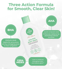 THE LOVE CO. AHA BHA Body Wash | 5% Glycolic, Lactic & Salicylic Acid | Gently Exfoliates, Fights Acne & Unclogs Pores | With Barrier-Boosting Ceramides | Sulphate-Free | Unisex | 350ml
