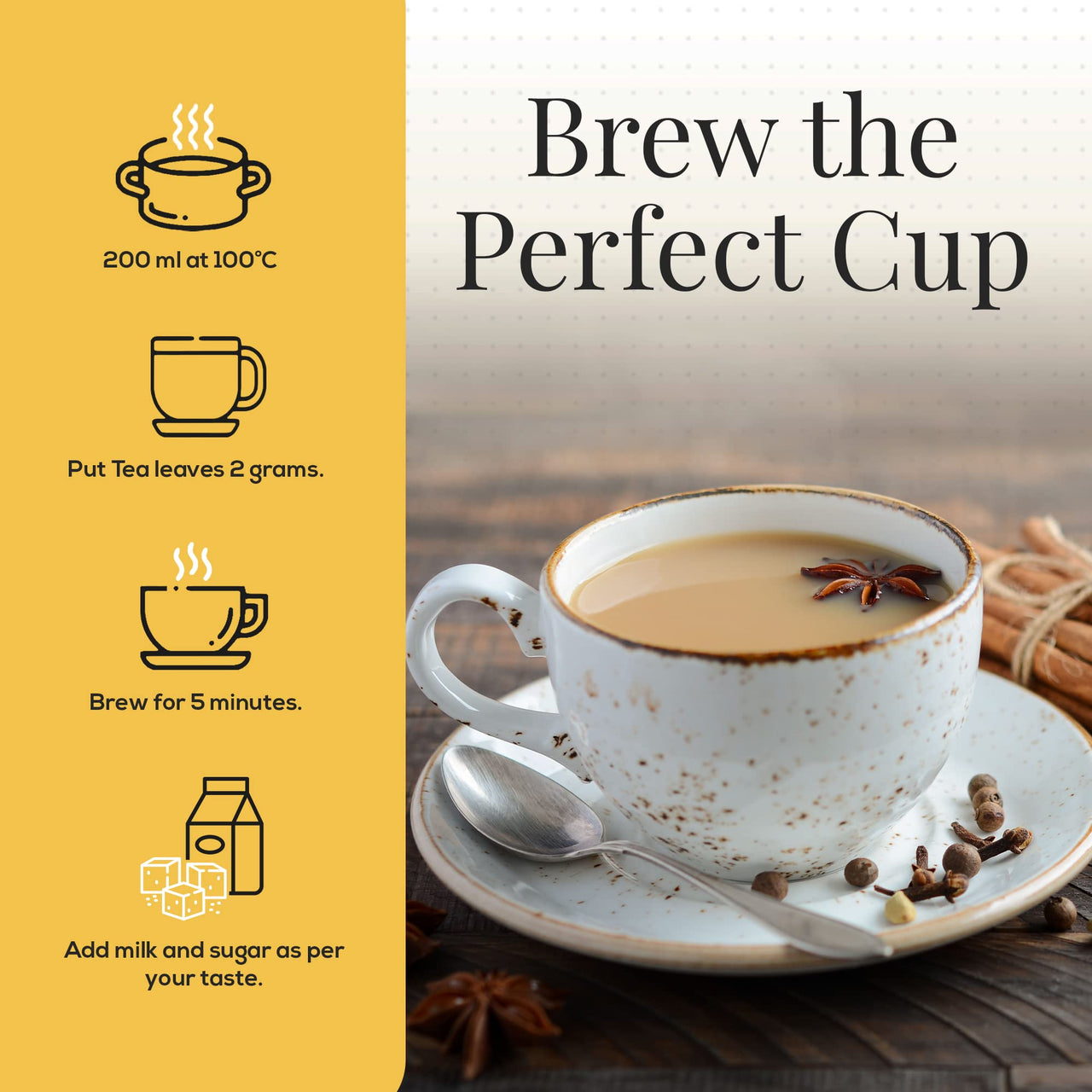 The Tea Heaven|Tea Gift-Masala Chai Whole Leaf Tea, Chai,Leaf 150 Gm 50 Cups|Ginger Cardamom Cinnamon Cloves Star Anise Black Pepper(Gold Moisture Proof Container)