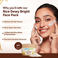 Mamaearth Rice Dewy Bright Face Pack with Rice Water & Niacinamide For Glass Skin 200g | DIY-like Texture | Gives Glass-Like Glow |Instant Brightness | Gel Cream Face Mask |Free From Harmful Chemicals