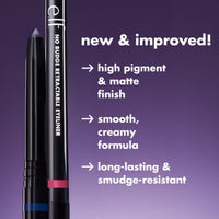 e.l.f. No Budge Retractable Eyeliner, Creamy, Ultra-Pigmented, Coffee