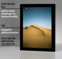 Americanflat 9x12 Picture Frame in Black - Engineered Wood Photo Frame with Shatter-Resistant Glass, Hanging Hardware, and Easel for Wall and Tabletop Display