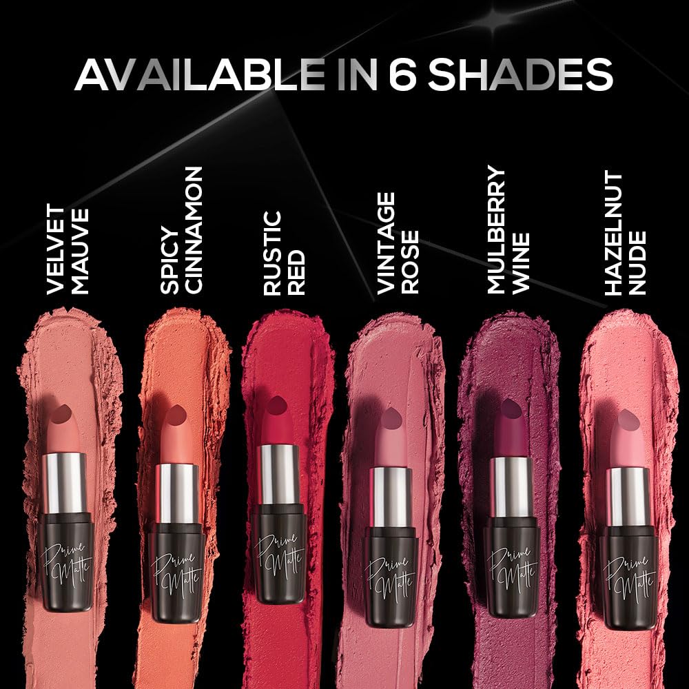 RENEE Prime Matte Lipstick - Vintage Rose, Lightweight & Long-Lasting Formula, Creamy Matte Finish, One Swipe Application, Non-Drying, Vitamin E Infused, 4.5Gm