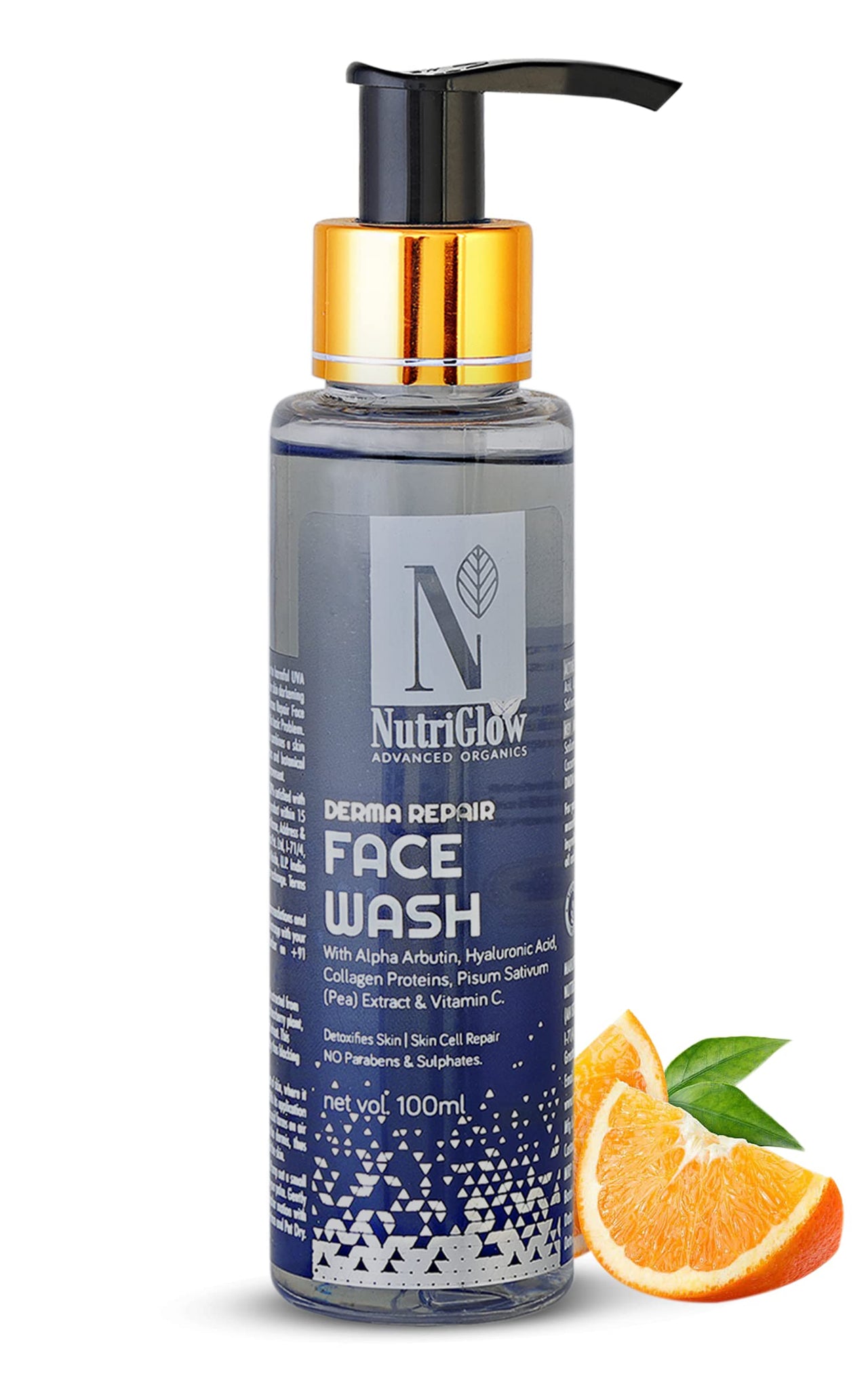 NutriGlow Advanced Organics Derma Repair Face Wash For Repair Cells, Skin Lighting, Soft & Supple Skin, Remove Dead Skin Cells, Clear Skin Impurities, 100ml