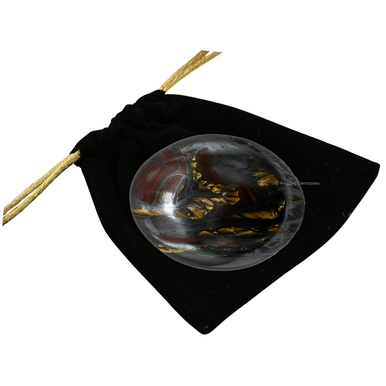 Tiger Iron Palm Stone - Hot Massage Worry Stone for Natural Body Chakra Balancing, Reiki Healing and Crystal Grid Tiger Iron