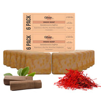 GHAR SOAPS Magic Soap Sandal Wood And Saffron Bath Soap For Glowing Brightening And Refreshing Skin Natural & Paraben Free| Deeply clean pores and remove dirt and grime (Pack of 12 (100 gm)