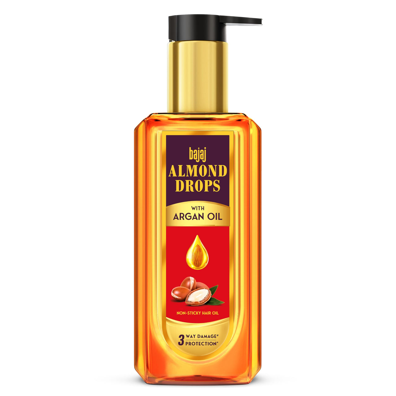 Bajaj Almond Drops Non Sticky Hair Oil With Almond and Argan Oil for 3 way Damage Protection 200ml