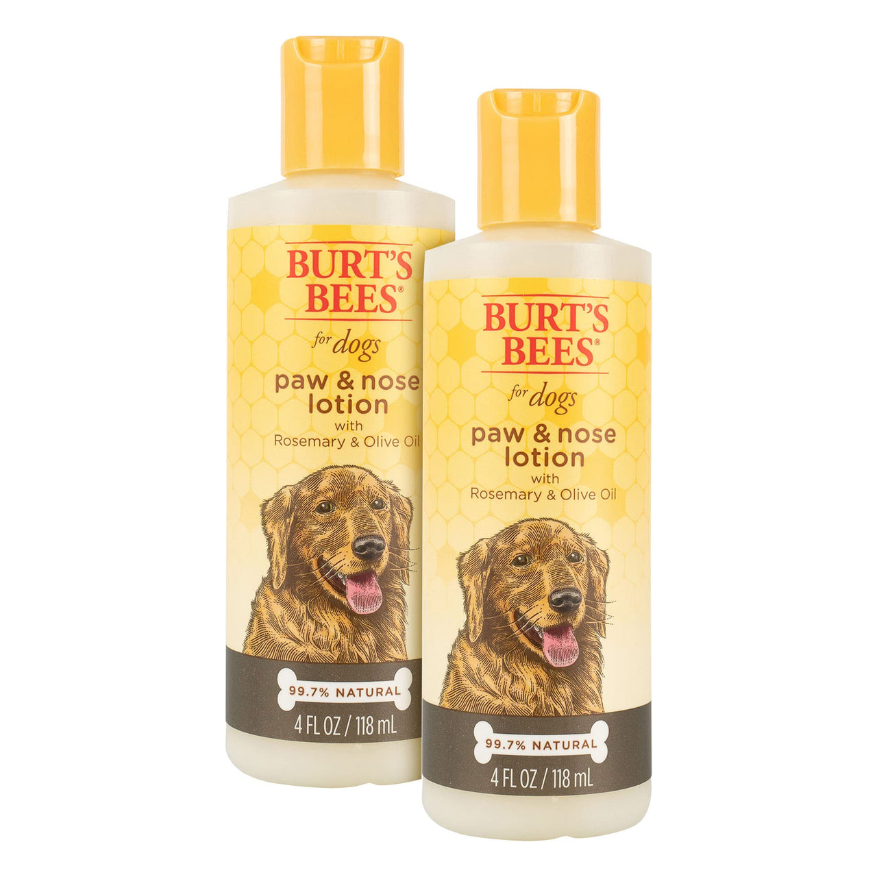 Burt's  Bees for Pets Natural Paw & Nose Lotion with Rosemary & Olive Oil | Soothing Lotion for All Dogs | Cruelty Free, Sulfate & Paraben Free, pH Balanced for Dogs - Made in USA, 4oz- 2 Pack