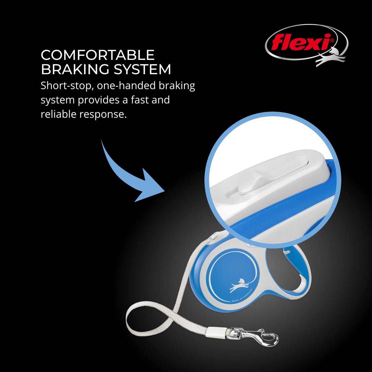 FLEXI New Comfort Retractable Dog Leash (Tape), Ergonomic, Durable and Tangle Free Pet Walking Leash for Dogs Up to 132 lbs, 16 ft, Large, Blue/Pastel Large - 16 ft