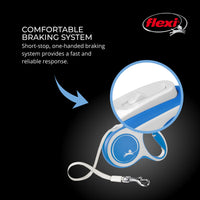 FLEXI New Comfort Retractable Dog Leash (Tape), Ergonomic, Durable and Tangle Free Pet Walking Leash for Dogs Up to 132 lbs, 16 ft, Large, Blue/Pastel Large - 16 ft
