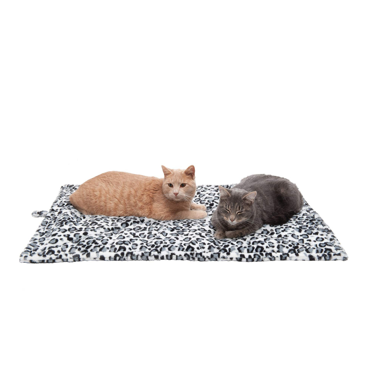 Furhaven ThermaNAP Self-Warming Cat Bed for Indoor Cats & Large/Medium Dogs, Washable & Reflects Body Heat - Quilted Faux Fur Reflective Bed Mat - Snow Leopard, Large