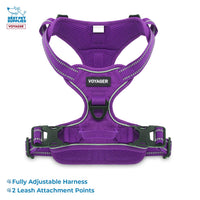 Voyager Dog Harness Dual Leash Attachment No-Pull Control Adjustable Soft but Strong Pet Harness for Medium and Large Dogs with 3M Reflective Technology - Harness Leash Set (Purple Lattice), M M (Chest: 20 - 25