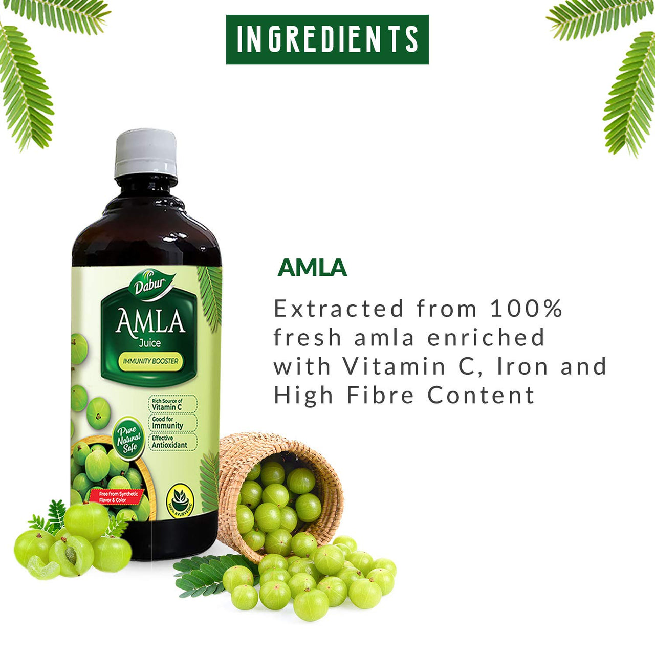 Dabur Amla Juice -1L | Rich Source of Vitamin C | Effective Antioxidants for Immunity boosting | Pure, Natural and 100% Ayurvedic Juice