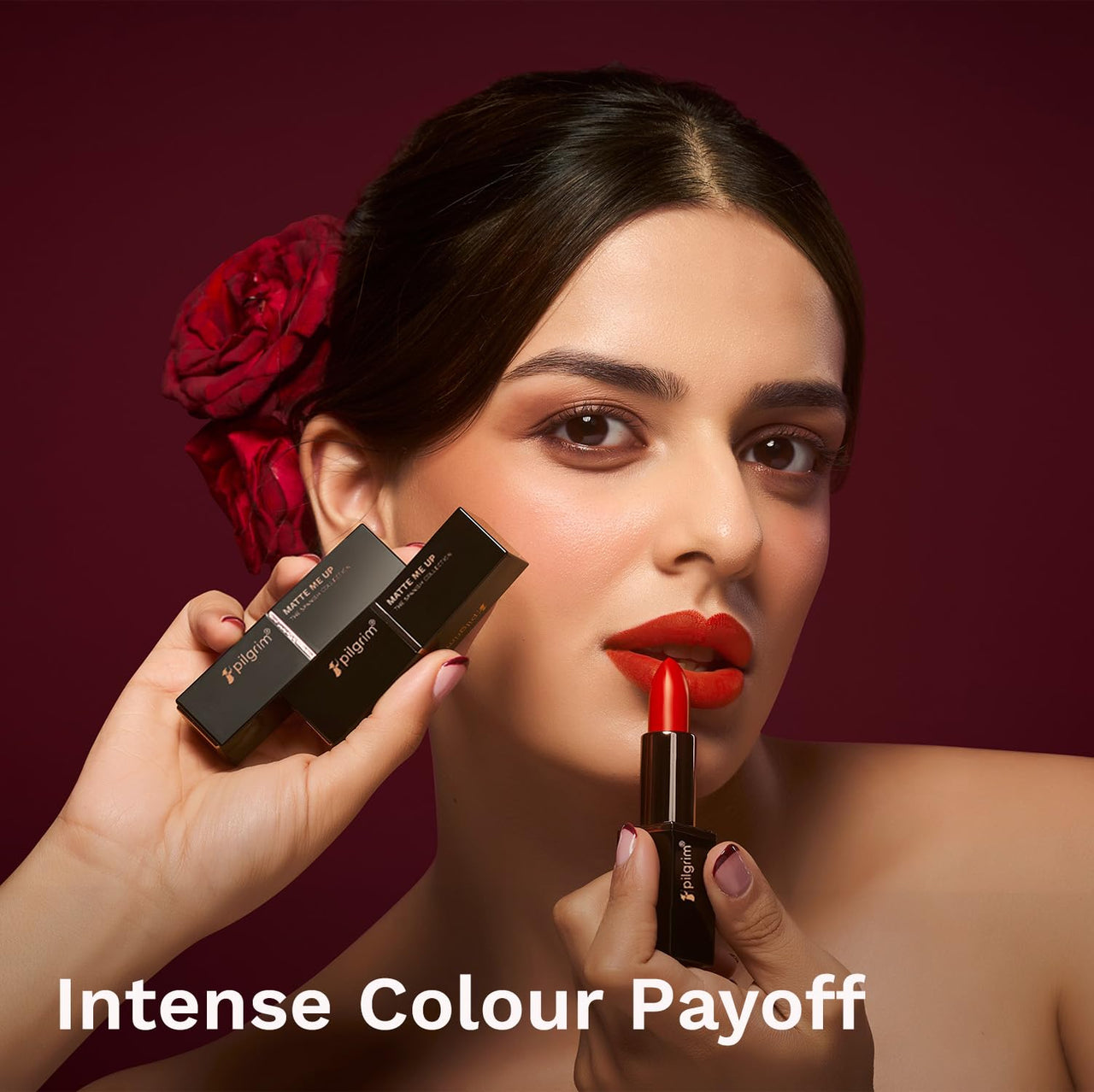 Pilgrim Matte Bullet Lipstick Intense Colour Transferproof & Smudgeproof Flamin' Red-21