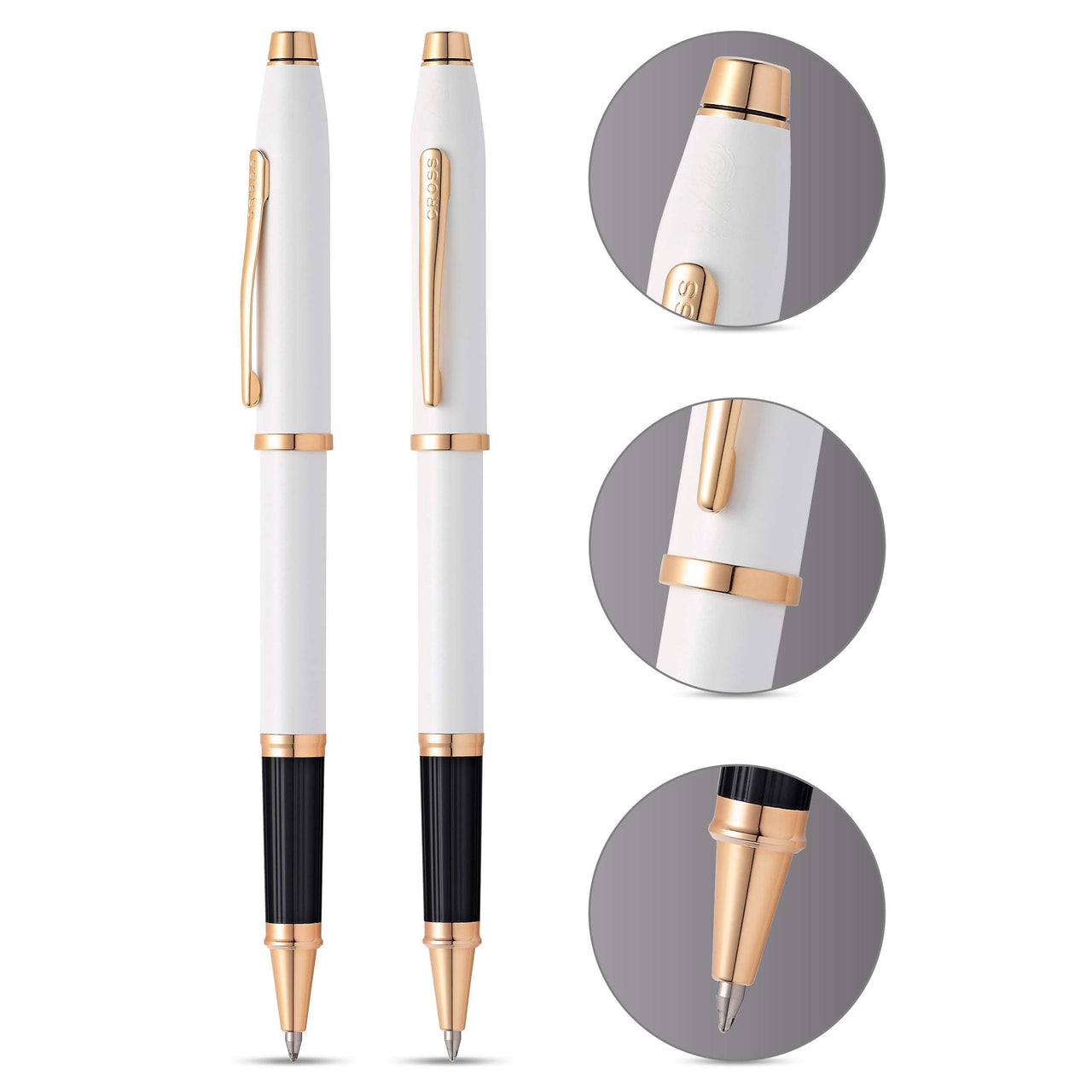 Cross Century II Refillable Gel Ink Rollerball Pen, Fine Rollerball, Includes Luxury Gift Box - Pearlescent White Lacquer Pearlescent White Lacquer / Rose Gold