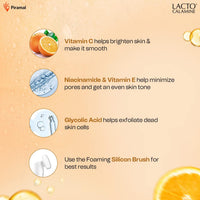 Lacto Calamine Vitamin C Foaming Face wash| Brightens skin & control blackheads & whiteheads| With Built-in foaming Brush|Sulphate free face wash| Paraben Free| 150 ml x Pack of 1