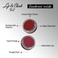 Seven Seas Lips & Cheek Tint Combo Pack of 2 | Matte Natural Blush for Women | Lip Tint with Vitamin E | Nourishing Cheek Tint (Fire Brick, Mandy)