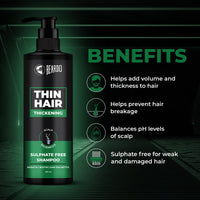 BEARDO Thin Hair Thickening Sulphate Free Shampoo for Men 200 ml | With Biotin, Keratin, Saw Palmetto | Sulphate and Paraben Free Shampoo | For Strong & Thick Hair