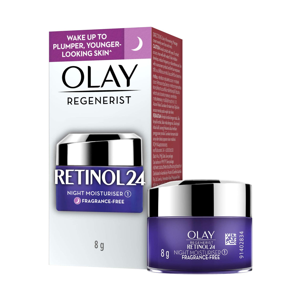 Olay Regenerist Retinol 24 Night Mini Cream l Renews and Resurfaces Skin Overnight l No Redness or Irritation | Fragrance Free l Normal, Oily, Dry and Combination Skin l 8g