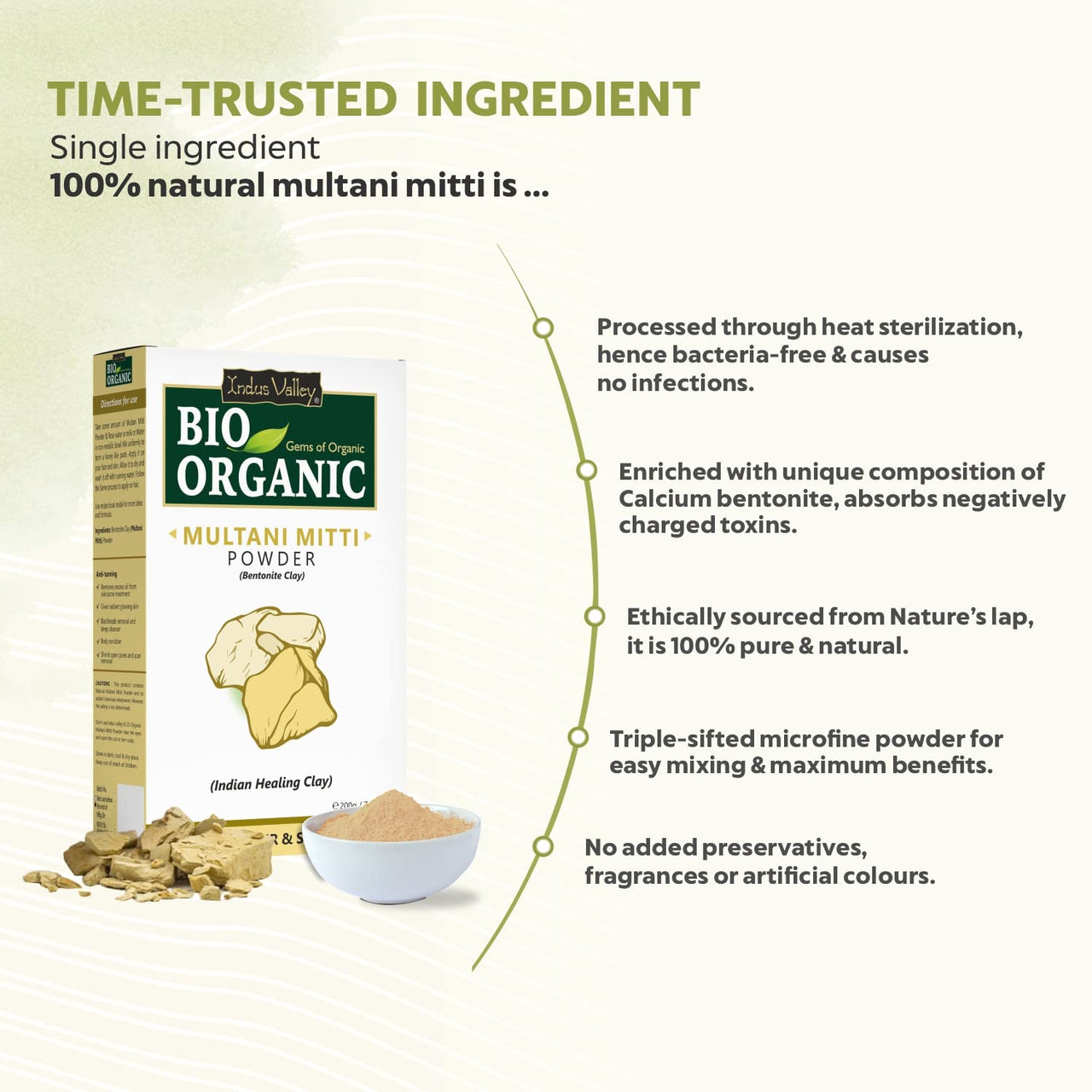 INDUS VALLEY BIO Organic Multani Mitti Powder (Bentonite clay) for Skin & Hair | Mulethi Powder for Face | Yashtimadhu | Liquorice | Glycyrrhiza Glabra (200g + 100g =300g)